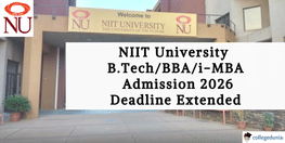 NIIT University BTech BBA IMBA Admission 2026 deadline extended